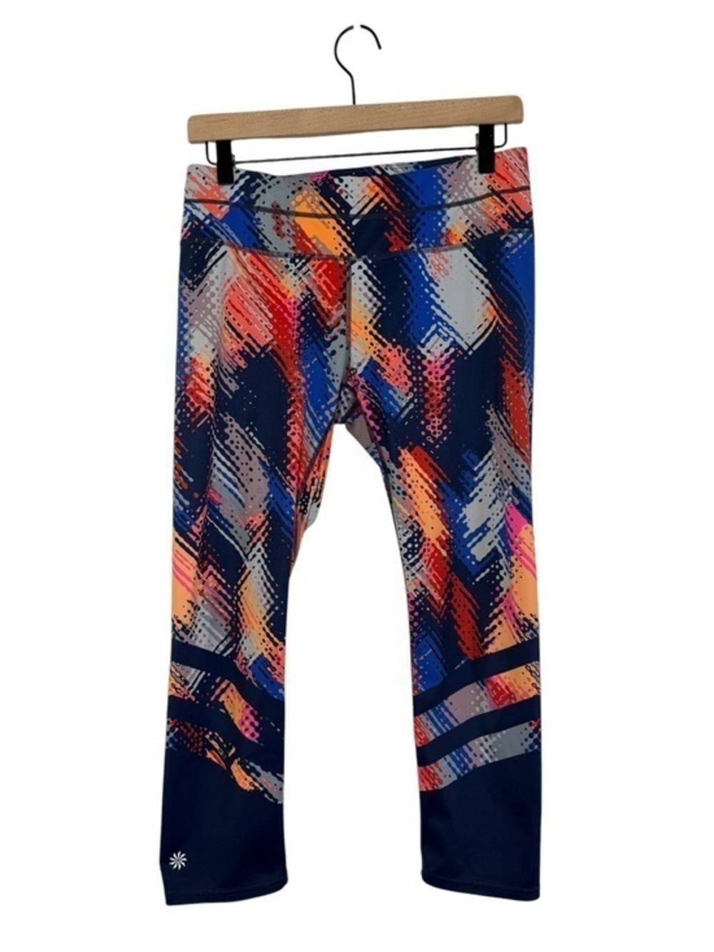 Athleta Lava Sonar Capri Navy Multicolor Abstract Womens Leggings